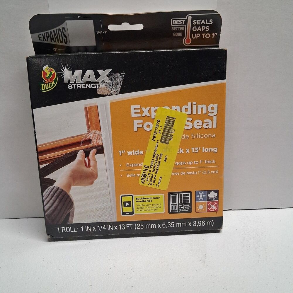 Duck MAX STRENGTH Expanding Foam Seal BLACK  1" Wide x 1/4" Thick x 13' Long